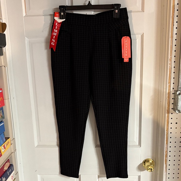 Slimming Black Checkered Pants - Picture 1 of 3